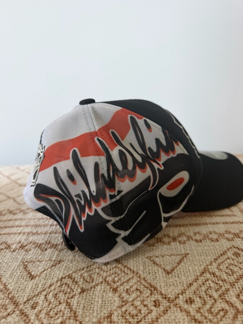 Graphic Black White and Orange Baseball Cap